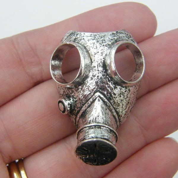 1 Masque à gaz pendentif antique argent ton G31