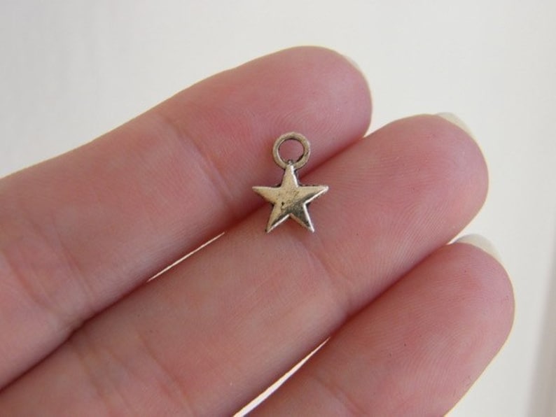 BULK 50 Star charms antique silver tone S11 SALE 50% OFF image 1