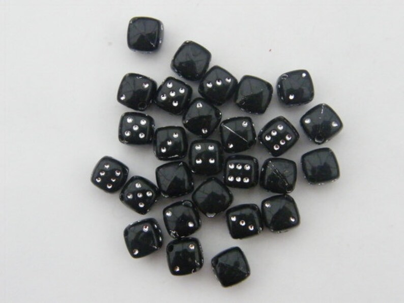 100 Acrylic Black Dice Beads 9 X 9mm AB20 Etsy