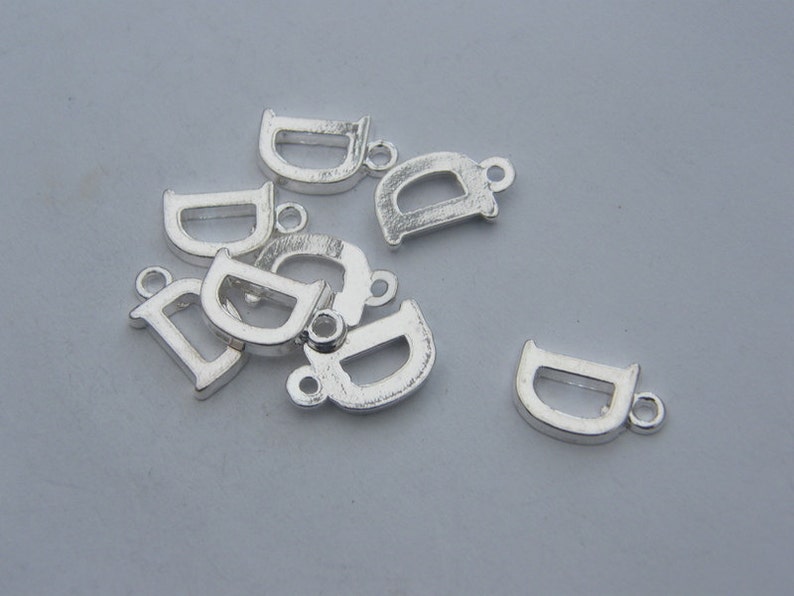 8 Letter D alphabet charms silver plated image 5