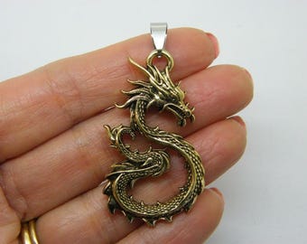 1 drakenhanger antiek goud met zilveren beugelbedels A98