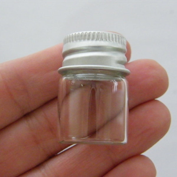 10 Mini glass bottles with screw on lids GB70