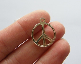 10 Peace Schild Charms antik silber ton P10