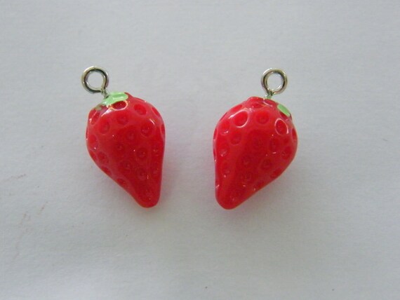 Resin 5pcs Charm Connector Jewelry Making Fruit Strawberry DIY Earrings Pendant