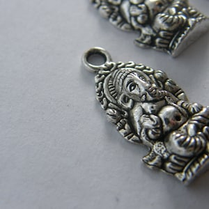 6 Elephant Ganesha pendants antique silver tone R35 image 5