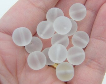 80 Clear frosted glass beads 10mm B44