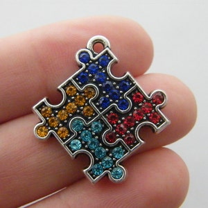 1 Puzzle charm antique silver tone P260