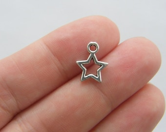 14 Star charms antique silver tone S222