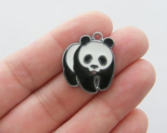 1 Beaded Panda Bear Charm, Miyuki Delica Seed Beads, 23mm