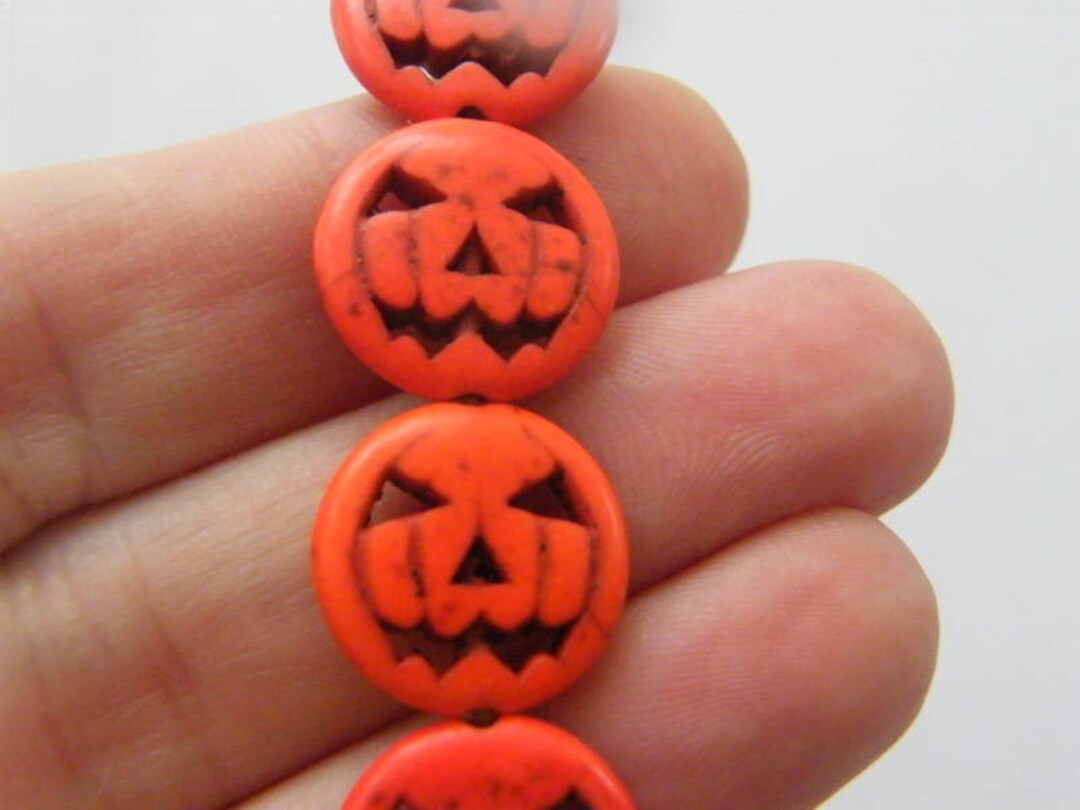 26 Orange Pumpkin Jack O Lantern 15mm Halloween Beads SK1 - Etsy