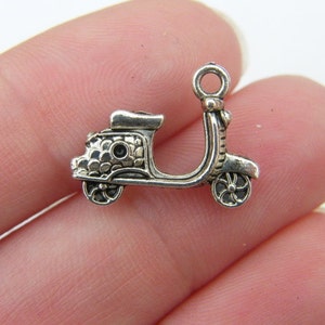 16 Scooter charms antique silver tone TT71