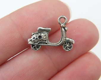 8 Scooter charms antique silver tone TT71