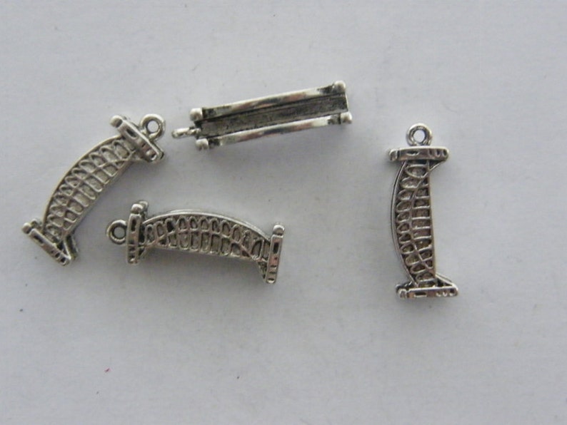 BULK 20 Bridge charms antique silver tone WT114