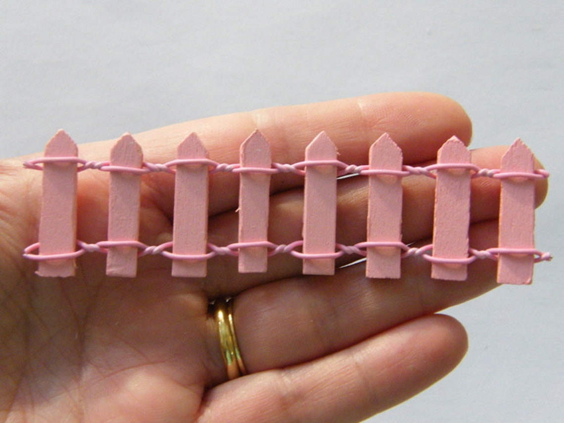 2 Pink Picket Fence Embellishment Wood P413 Etsy UK