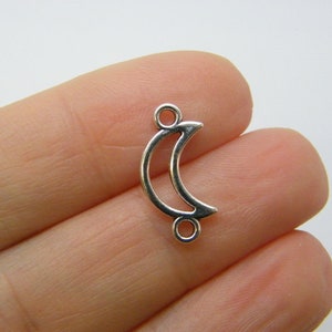 14 Moon connector charms antique silver tone M182