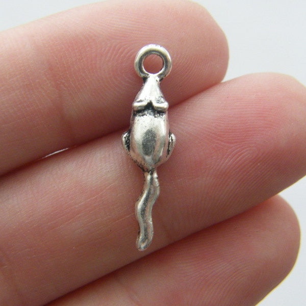 10 Mouse charms  antique silver tone A86