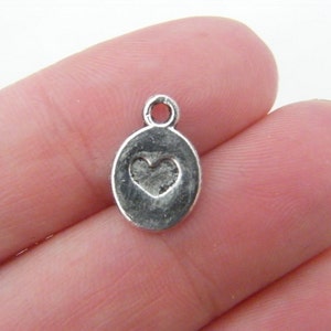 14 Heart charms antique silver tone H40 image 1
