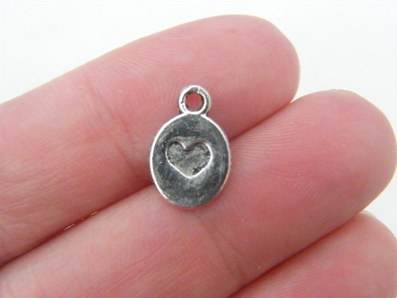 14 Heart charms antique silver tone H40 image 1