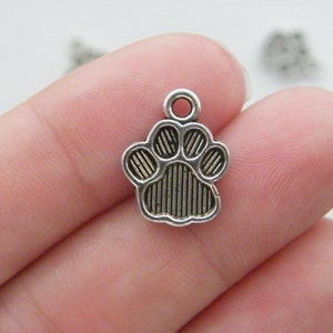 BULK 50  Paw  print charms antique silver tone A475
