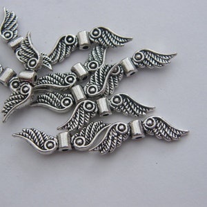 12 Angel wing spacer beads antique silver tone AW41 image 5