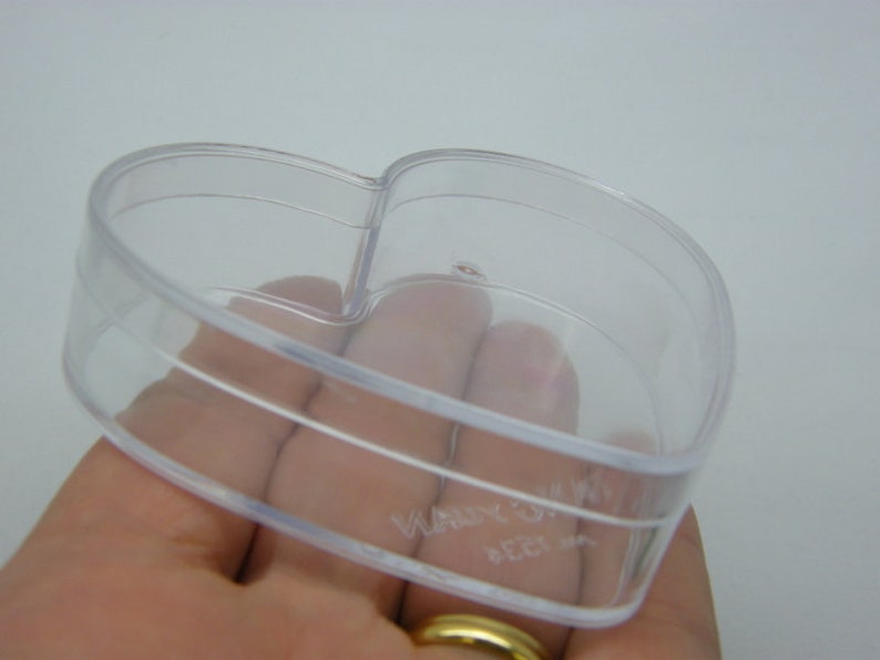 2 Heart Storage Containers Clear Plastic Etsy