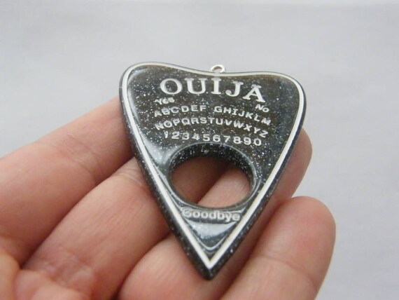 1 Ouija board pendant black glitter dust resin charm HC214