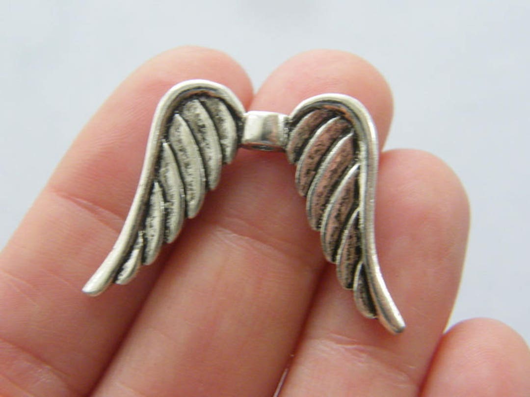 BULK 20 Angel Wing Spacer Beads Antique Silver Tone AW52 - Ireland