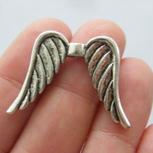 BULK 20 Angel wing spacer beads antique silver tone AW52