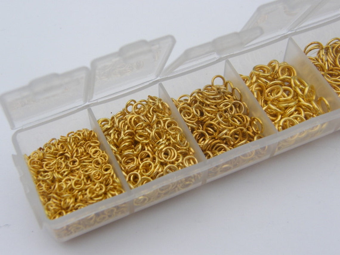 1 Box Assorted Jump Rings 3 to 9mm Gold Plated 1780 Pieces Etsy
