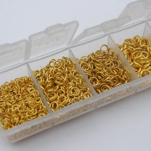 1 Box assorted jump rings 3 to 9mm gold plated 1780 pieces image 4