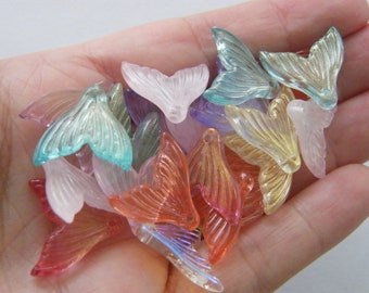 BULK 50 Mermaid  tail charms random mixed glass tone FF375