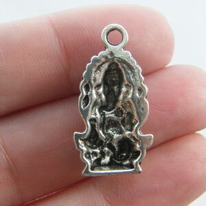 6 Elephant Ganesha pendants antique silver tone R35 image 2