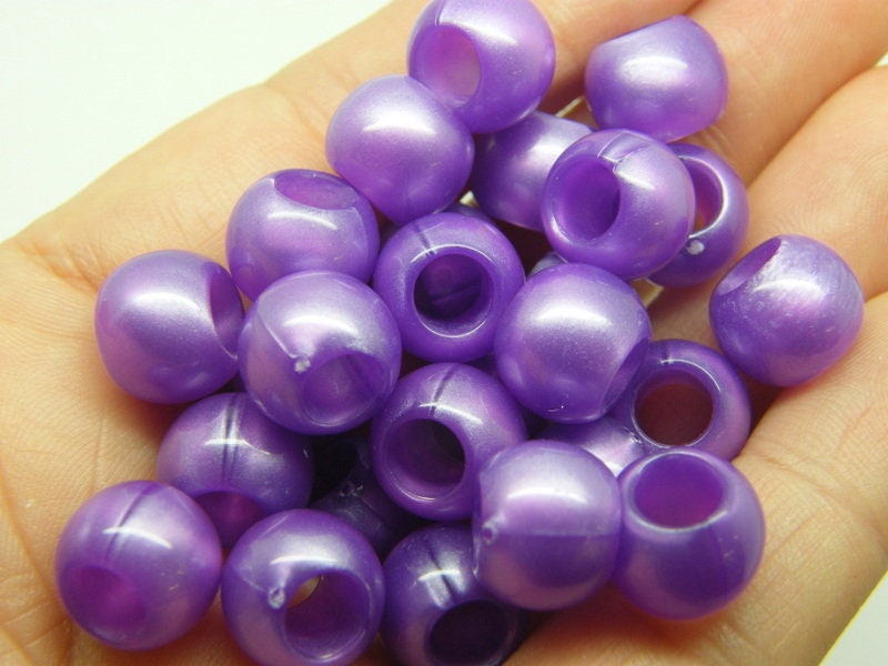 50 Purple Beads 12 X 9mm Pearlized Acrylic AB692 Etsy UK