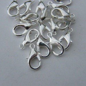 12 Lobster clasps 12mm silver plated LC1 image 4
