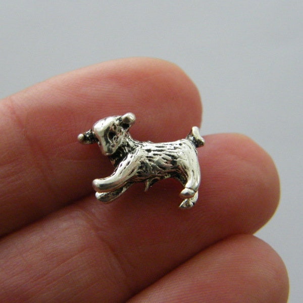 8 Sheep lamb spacer bead charms antique silver tone A209