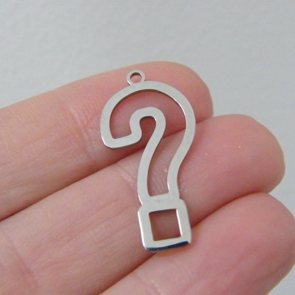 2 Question mark pendants silver tone stainless steel M592