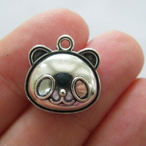 12 Panda bear pendants antique silver tone A1099