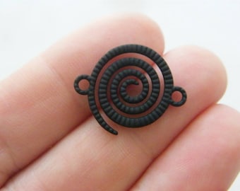 6 Spiral pattern connector charms black tone M382