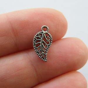 28 Leaf charms antique silver tone L269