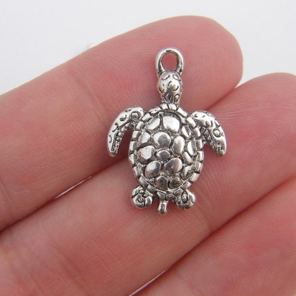 BULK 50 Tortue breloques ton argent antique FF130