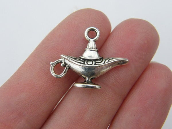 6 Magic lamp charms antique bronze tone BC264 6 Magic lamp charms antique bronze tone BC264