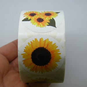 1 Roll 500 Sunflower stickers