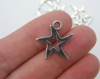 BULK 50 Star charms silver plated tone S92 SALE 50% OFF BULK 50 Star charms silver plated tone S92 SALE 50% OFF