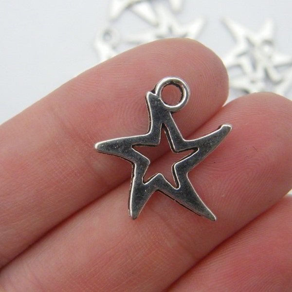 BULK 50 Star charms antique silver tone S10 - SALE 50% OFF