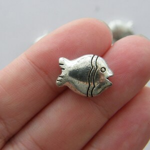 12 Fish spacer beads antique silver tone FF489