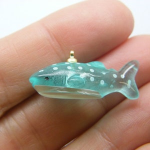 4 Whale shark charms blue white resin FF250