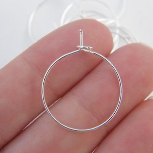 BULK  100 Wine glass charm hoops 25 x 20mm silver plated brass FS43