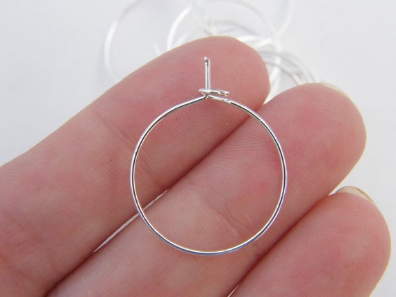 1000* Silver Plated 25mm Earwire Hoops Wine Charm Rings