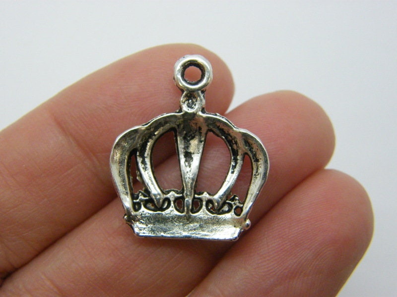 6 Crown Charms Antique Silver Tone CA13 - Etsy Canada