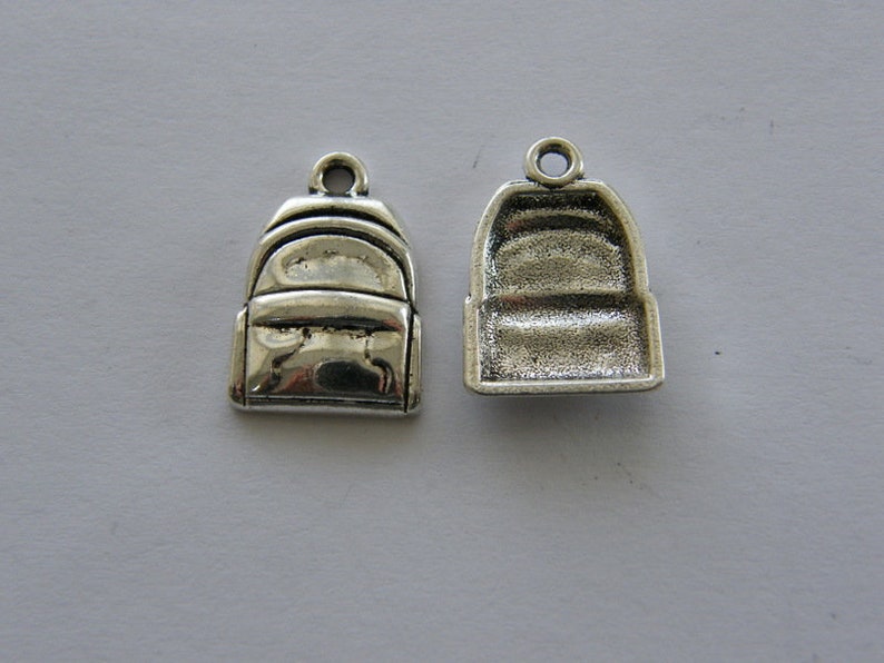 10 Backpack charms antique silver tone CA93 image 5